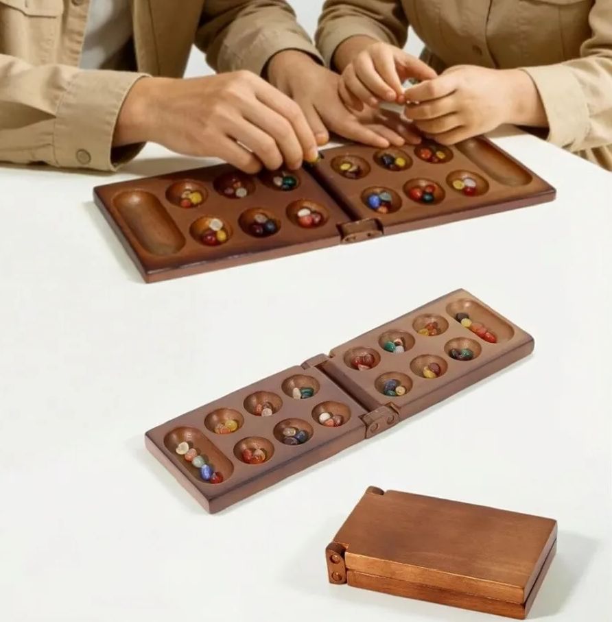 Chess Set Wooden - Klasyczna Mancala Starożytna Afrykańska Gra w