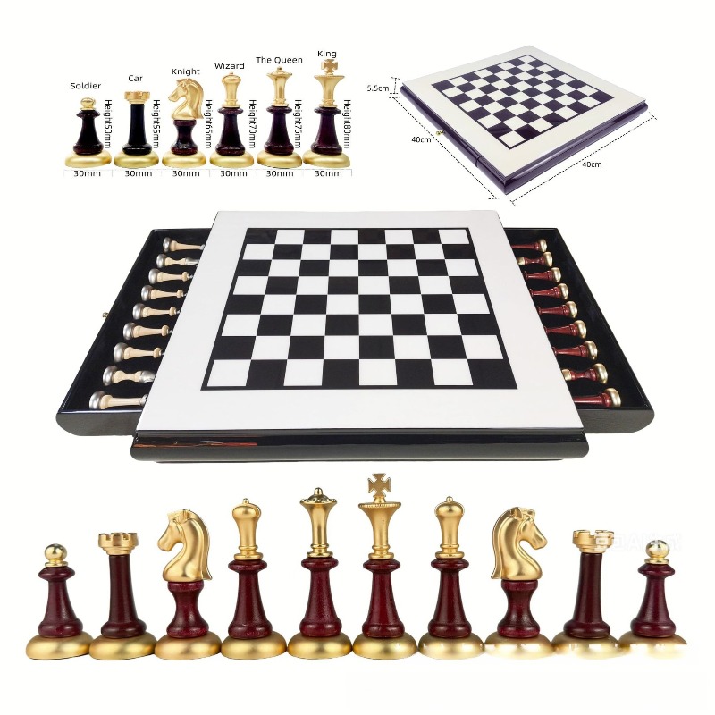 Chess Set Wooden - Luksusowy drewniany zestaw szachowy z wykończeniem