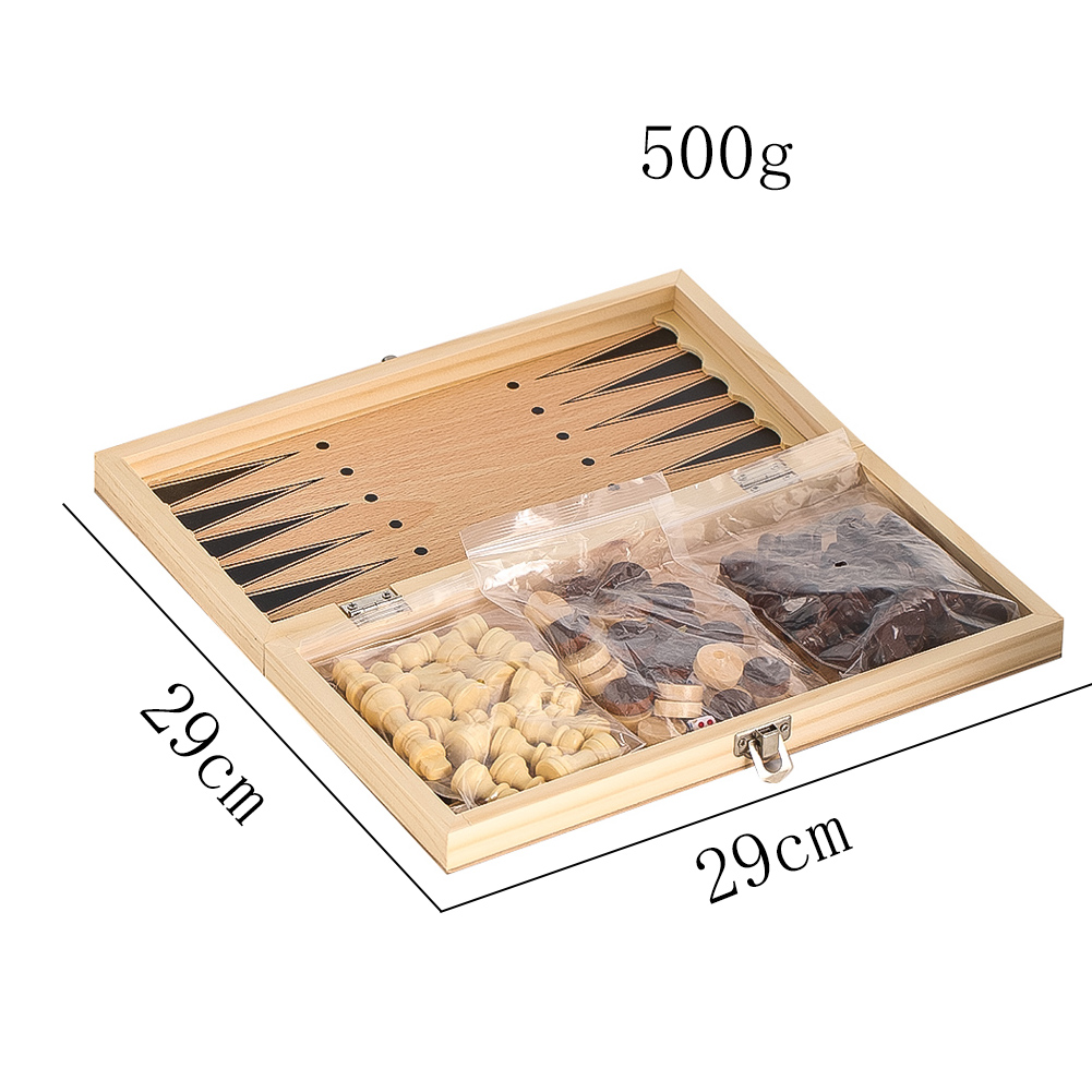 Drewniany zestaw 3 w 1: warcab – Chess Set Wooden recenzja i cena